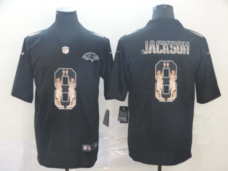 Men's Baltimore Ravens Lamar Jackson #8 Black Team Jersey
